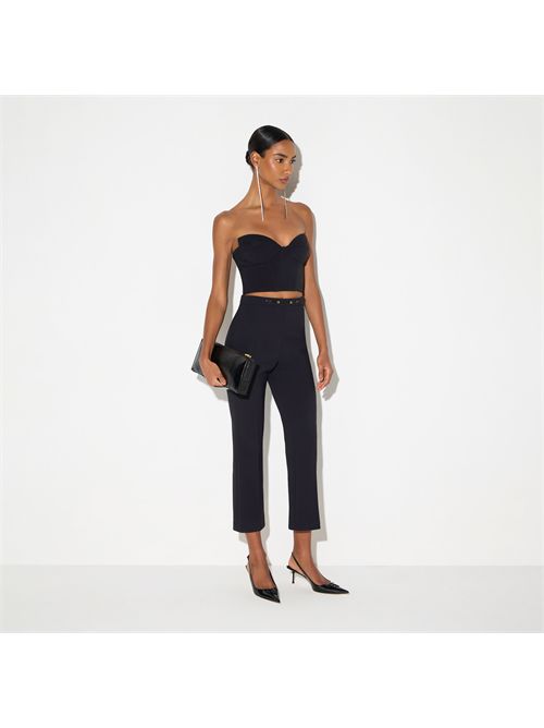 Pantaloni in doppio crêpe stretch con dettaglio gioiello